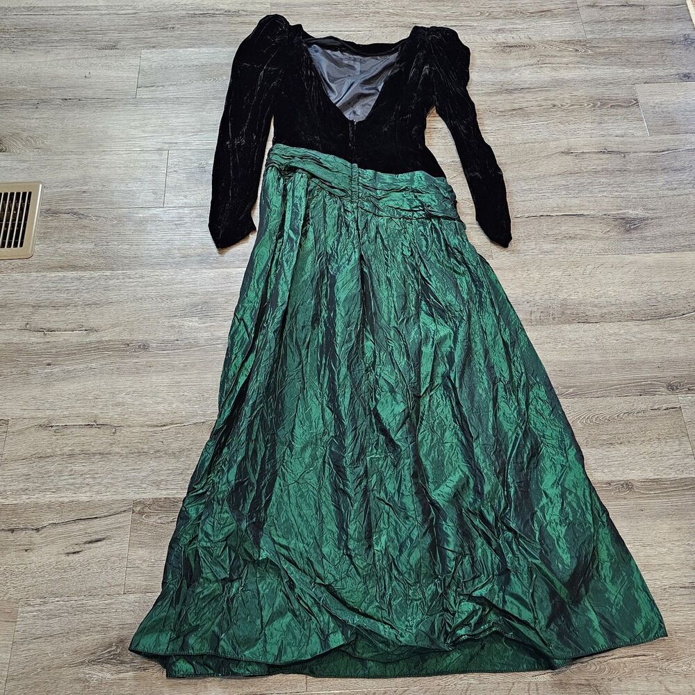 vintage velvet emerald gown xs 80s gothic formal dress prom homecoming - Picture 10 of 11
